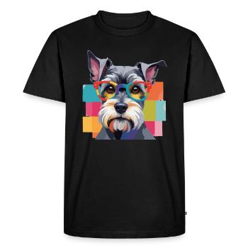 Chien Schnauzer miniature à lunettes colorées - T-shirt Premium bio Homme - noir - Devant - Nico (187cm)