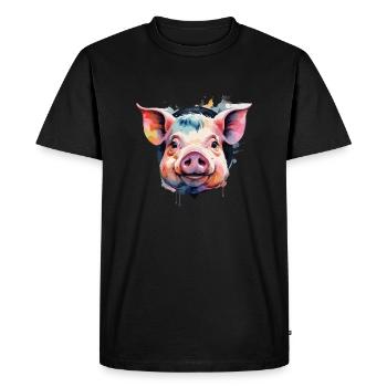 Cochon Cochon Cool Coloré - T-shirt Premium bio Homme - noir - Devant - Nico (187cm)