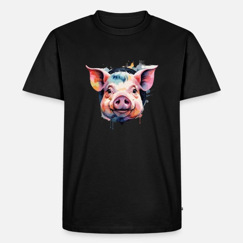 Schwein Schwein Cool Bunt - Männer Premium Bio T-Shirt - Schwarz