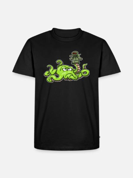 Krake - Männer Premium Bio T-Shirt - Schwarz