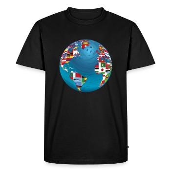 Carte du monde globe terrestre globe pays drapeaux continents - T-shirt Premium bio Homme - noir - Devant - Nico (187cm)
