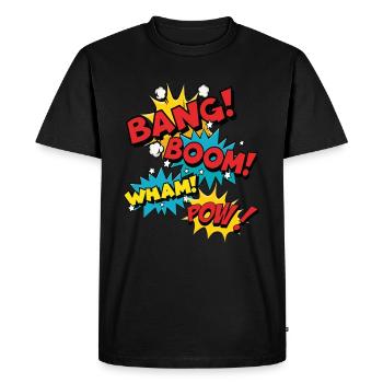 Bang Boom Pow Wham - Comic Speech Bubbles - Men's Premium Organic T-Shirt - black - Front - Nico (187cm)