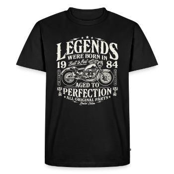 1984 Vintage Born Légendes Anniversaire Moto - T-shirt Premium bio Homme - noir - Devant - Nico (187cm)