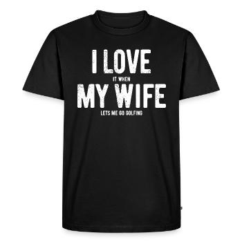 J’aime ma femme - Golf - Cadeau - T-shirt Premium bio Homme - noir - Devant - Nico (187cm)