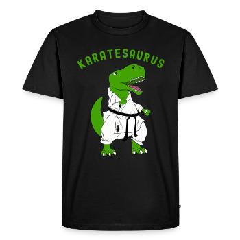 Dinosaure humour Karaté Karatesaurus Cadeau enfant - T-shirt Premium bio Homme - noir - Devant - Nico (187cm)