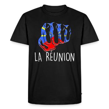 La Réunion Un Peuple Fort Cadeau Réunionnais - T-shirt Premium bio Homme - noir - Devant - Nico (187cm)