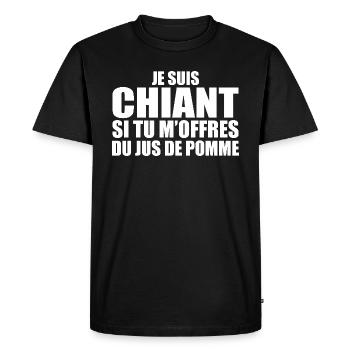 Man who loves Apple Juice. Funny Design Humor - Men's Premium Organic T-Shirt - black - Front - Nico (187cm)