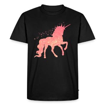The red glitter unicorn - Men's Premium Organic T-Shirt - black - Front - Nico (187cm)