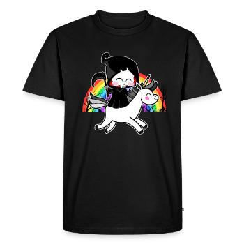 Death Is Magic - Unicorn Grim Reaper Rainbow - Men's Premium Organic T-Shirt - black - Front - Nico (187cm)