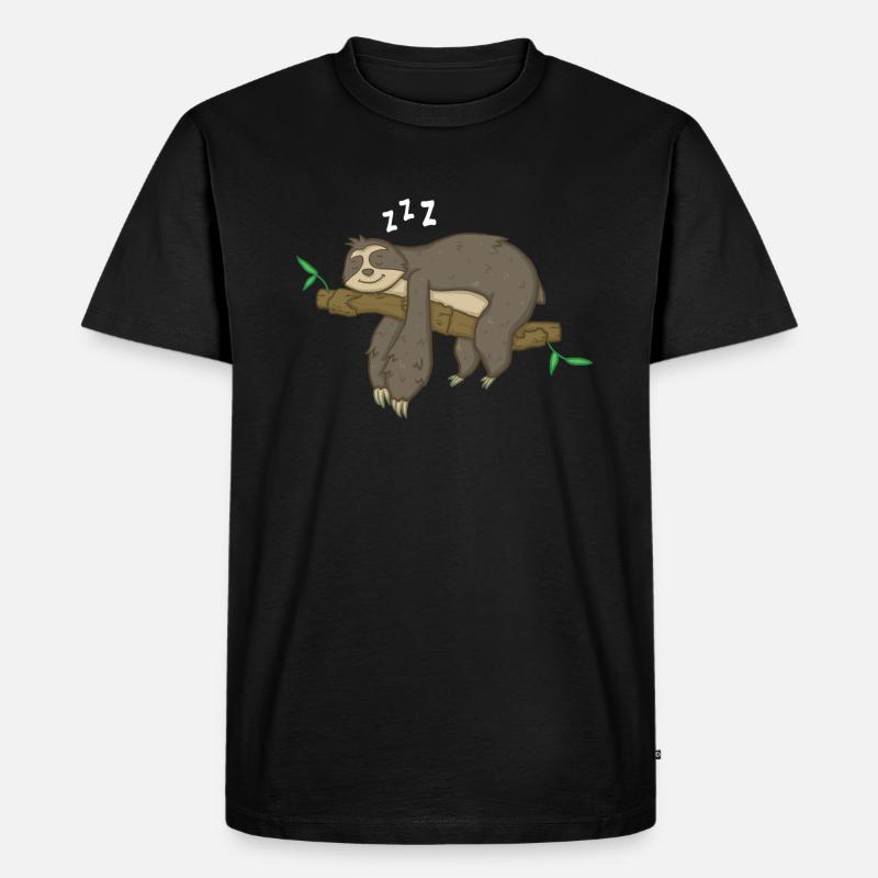Faultier Schlafen Relax - Männer Premium Bio T-Shirt - Schwarz