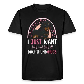 Doux teckel amoureux Kawaii - T-shirt Premium bio Homme - noir - Devant - Nico (187cm)