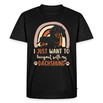 Doux teckel amoureux Kawaii - T-shirt Premium bio Homme - noir - Devant - Nico (187cm)