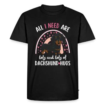 Doux teckel amoureux Kawaii - T-shirt Premium bio Homme - noir - Devant - Nico (187cm)