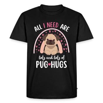Sweet Pug Lover Kawaii - Men's Premium Organic T-Shirt - black - Front - Nico (187cm)