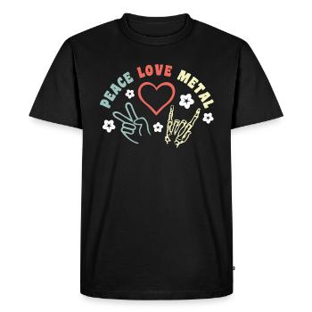 Peace Love Metal - Heavy Metal Musique - T-shirt Premium bio Homme - noir - Devant - Nico (187cm)
