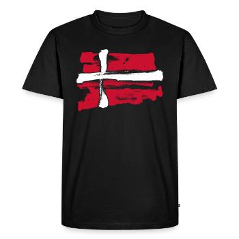 Danemark Flag / Coups de pinceau - T-shirt Premium bio Homme - noir - Devant - Nico (187cm)
