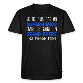 Grand Frère Super Héros Humour Frère Cadeau - T-shirt Premium bio Homme - noir - Devant - Nico (187cm)
