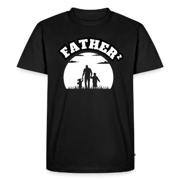Père² 2 Enfants Garçon Et Fille Blanc - T-shirt Premium bio Homme - noir - Devant - Nico (187cm)
