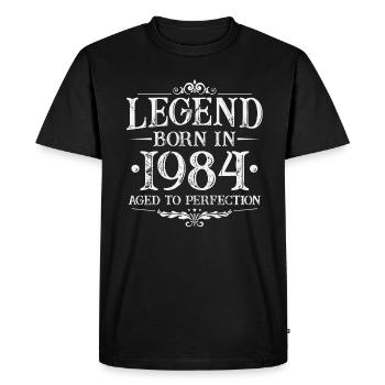 Légende depuis 1984 Vintage Born Anniversaire - T-shirt Premium bio Homme - noir - Devant - Nico (187cm)