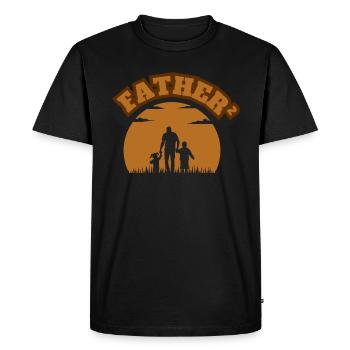 Père² 2 Enfants Garçon Et Fille Marron - T-shirt Premium bio Homme - noir - Devant - Nico (187cm)