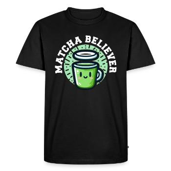 CROYANT AU MATCHA - T-shirt Premium bio Homme - noir - Devant - Nico (187cm)