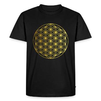 Blume des Lebens Gold Yoga Geschenkidee - Männer Premium Bio T-Shirt - Schwarz - Vorne - Nico (187cm)