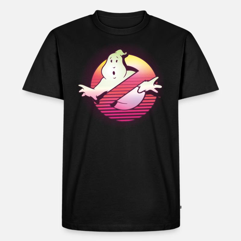 Ghostbusters Retro Neon Logo - Männer Premium Bio T-Shirt - Schwarz