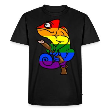 Caméléon LBGT Gay Pride Coloré Été - T-shirt Premium bio Homme - noir - Devant - Nico (187cm)
