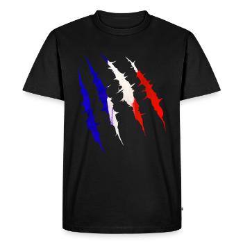 France drapeau griffe pays fan de l’équipe - T-shirt Premium bio Homme - noir - Devant - Nico (187cm)