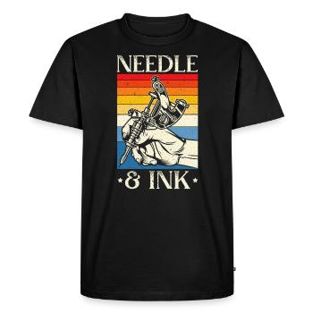 Tatouage à l’aiguille et à l’encre Tatoueur Tatoueur - T-shirt Premium bio Homme - noir - Devant - Nico (187cm)