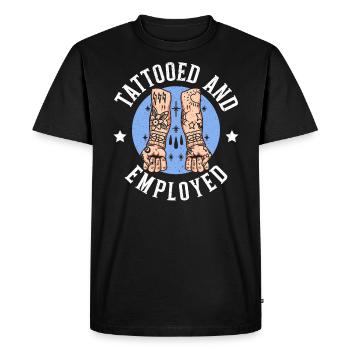 Tatoué et employé tatouage tatouage encre junkie - T-shirt Premium bio Homme - noir - Devant - Nico (187cm)