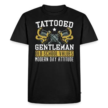 Tatouage Gentleman Modern Day Attitude Tattoo - T-shirt Premium bio Homme - noir - Devant - Nico (187cm)