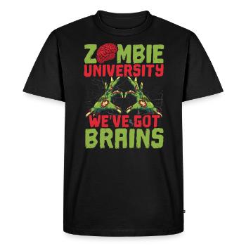 Zombie University Nous avons des cerveaux Trick Or Treat - T-shirt Premium bio Homme - noir - Devant - Nico (187cm)