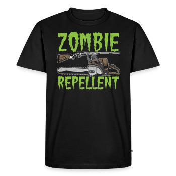 Zombie répulsif Happy Halloween Trick ou Traitement - T-shirt Premium bio Homme - noir - Devant - Nico (187cm)