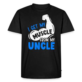 I Get My Muscles From My Uncle Best Uncle Ever - Men's Premium Organic T-Shirt - black - Front - Nico (187cm)