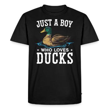Juste un garçon qui aime les canards Duckling Duck Lover - T-shirt Premium bio Homme - noir - Devant - Nico (187cm)