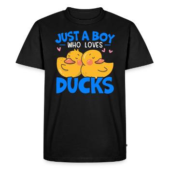 Juste un garçon qui aime les canards Duckling Duck Lover - T-shirt Premium bio Homme - noir - Devant - Nico (187cm)