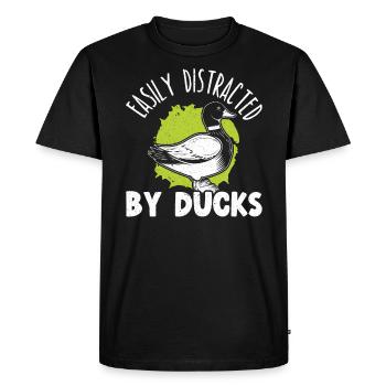 Facilement distrait par duck duckling duck lover - T-shirt Premium bio Homme - noir - Devant - Nico (187cm)