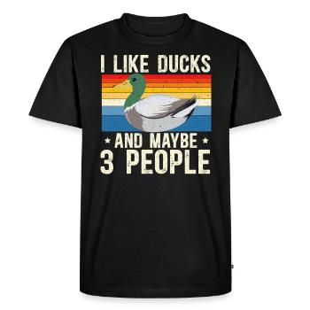 J’aime les canards et peut-être 3 personnes duckling duck - T-shirt Premium bio Homme - noir - Devant - Nico (187cm)