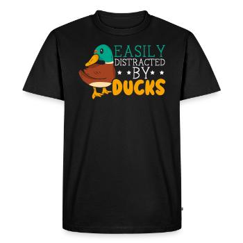 Facilement distrait par duck duckling duck lover - T-shirt Premium bio Homme - noir - Devant - Nico (187cm)