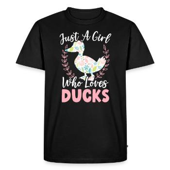 Juste une fille qui aime les canards Duckling Duck Lover - T-shirt Premium bio Homme - noir - Devant - Nico (187cm)