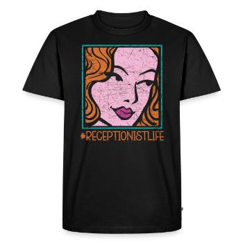 Réceptionniste Vie Front Office Profession Carrière - T-shirt Premium bio Homme - noir - Devant - Nico (187cm)