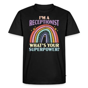 Je suis réceptionniste Quel est votre travail de superpuissance - T-shirt Premium bio Homme - noir - Devant - Nico (187cm)