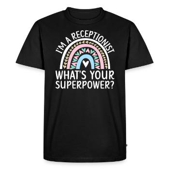 Je suis réceptionniste Quel est votre travail de superpuissance - T-shirt Premium bio Homme - noir - Devant - Nico (187cm)