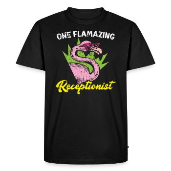 One Flamazing Réceptionniste Front Office Flamingo - T-shirt Premium bio Homme - noir - Devant - Nico (187cm)