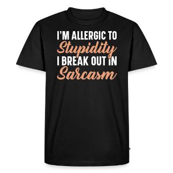 Je suis allergique à la stupidité, j’éclate dans le sarcasme - T-shirt Premium bio Homme - noir - Devant - Nico (187cm)