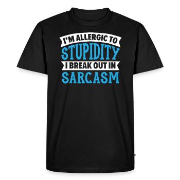 Je suis allergique à la stupidité, j’éclate dans le sarcasme - T-shirt Premium bio Homme - noir - Devant - Nico (187cm)