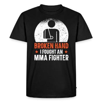 Main cassée J’ai combattu une rééducation de blessure de combattant de MMA - T-shirt Premium bio Homme - noir - Devant - Nico (187cm)