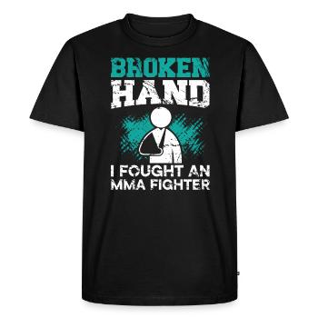 Main cassée J’ai combattu une rééducation de blessure de combattant de MMA - T-shirt Premium bio Homme - noir - Devant - Nico (187cm)