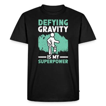 Defying Gravity Is My Superpower Broken Leg Injury - Men's Premium Organic T-Shirt - black - Front - Nico (187cm)